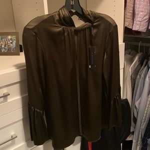 Olive green silk thari Shirt